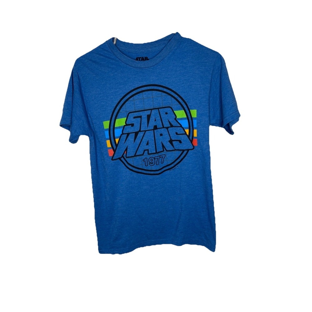 STAR WARS 1977 MENS RETRO LIGHT BLUE T-SHIRT SIZE MEDIUM